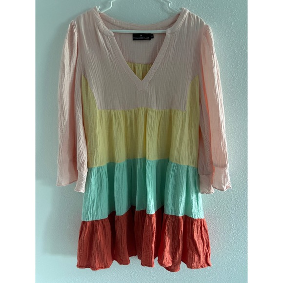 Pomander Place Kenzo Dress Womens Pastel 2XL Tiered Mini Preppy Beachy Coastal - Picture 2 of 5